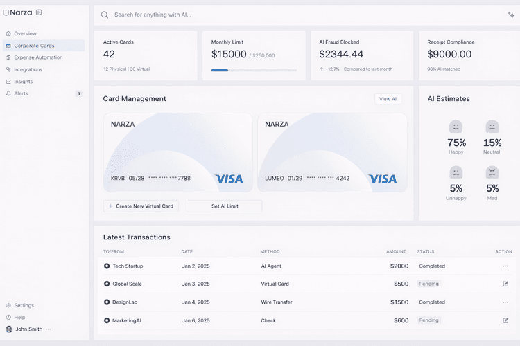 Narza AI expense corporate cards
